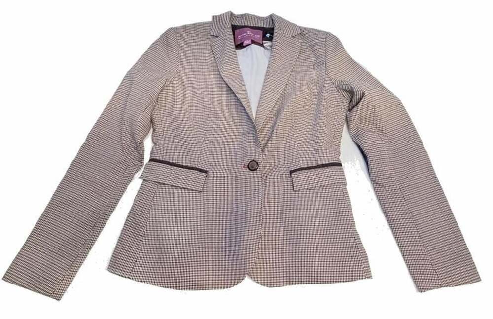 The Savile Row Co London Blazer Womens Small Houndstooth Button Jacket Lined DG